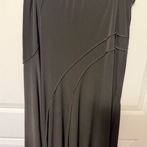 Women's Black Flowing Panel Detail Skirt